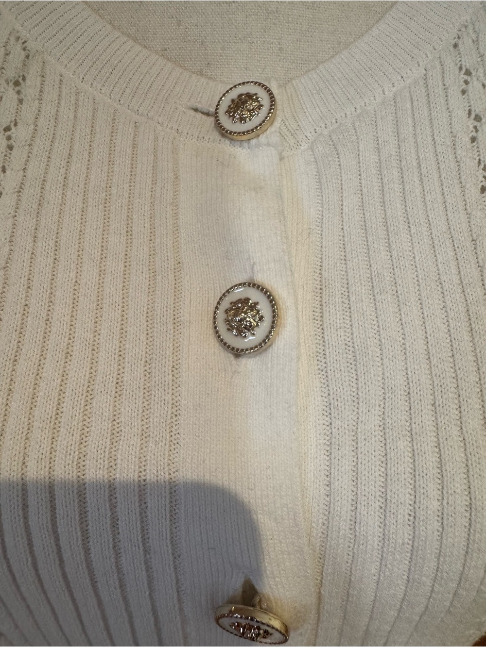 CHANEL White Button-Front Knit Cardigan top sz 8 - Picture 15 of 16